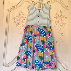 Mini Boden Girls’ 11-12Y Sleeveless Hotchpotch Coral Reef/Marine Life Dress